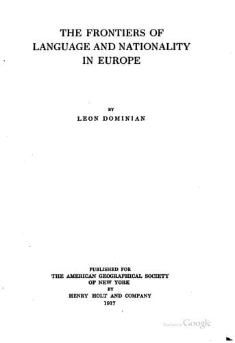 The Frontiers of Language and Nationality in Europe