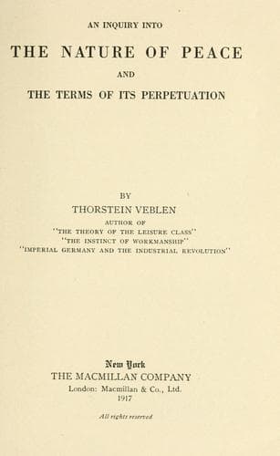 An Inquiry into the Nature of Peace and the Terms of Its Perpetuation