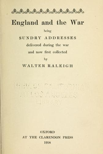 England and the War