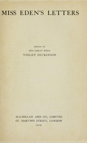 Miss Eden's Letters