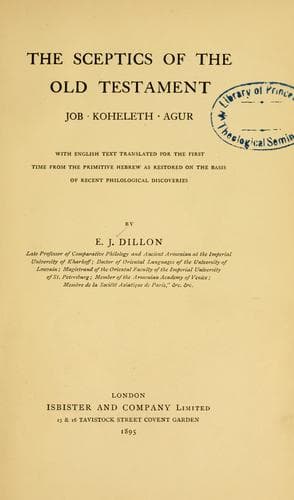 The Sceptics of the Old Testament: Job - Koheleth - Agur