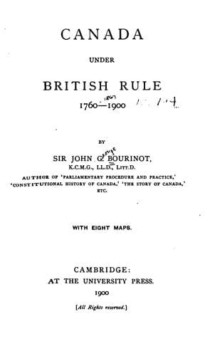 Canada under British Rule 1760-1900