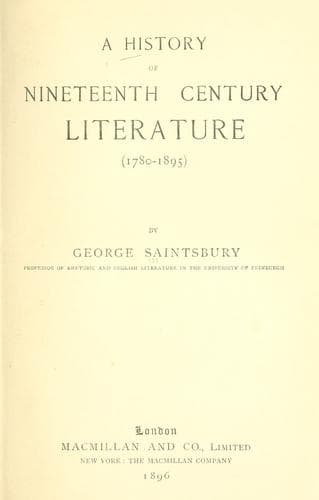 A History of Nineteenth Century Literature (1780-1895)