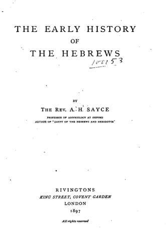 The early history of the Hebrews