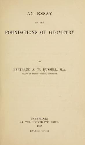 An essay on the foundations of geometry