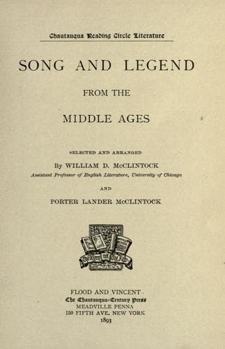 Song and Legend from the Middle Ages