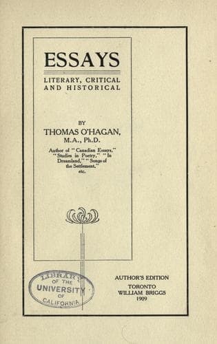 Essays Literary, Critical and Historical