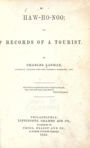 Haw-Ho-Noo; Or, Records of a Tourist