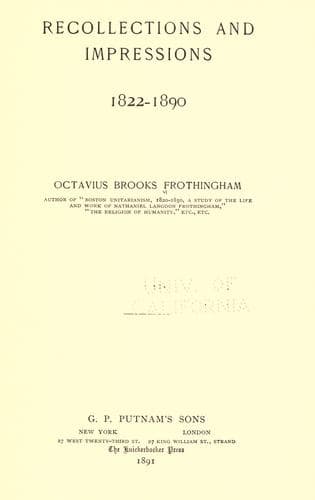 Recollections and Impressions, 1822-1890