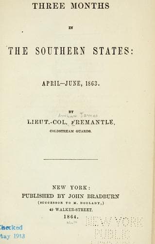 Three Months in the Southern States, April-June 1863