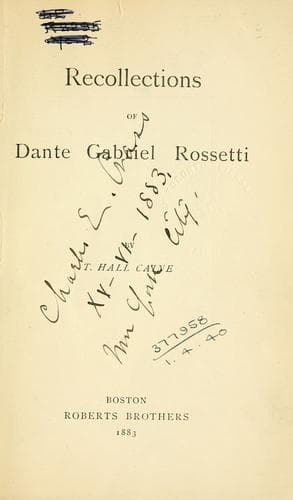 Recollections of Dante Gabriel Rossetti