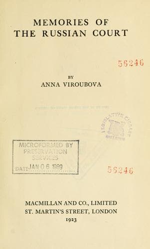 Memories of the Russian Court