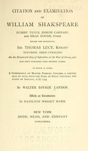 Citation and Examination of William Shakspeare, Euseby Treen, Joseph Carnaby, and Silas Gough, Clerk