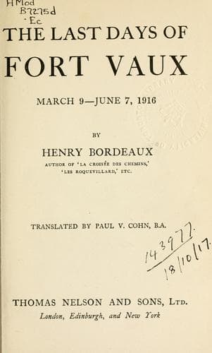 The Last Days of Fort Vaux, March 9-June 7, 1916