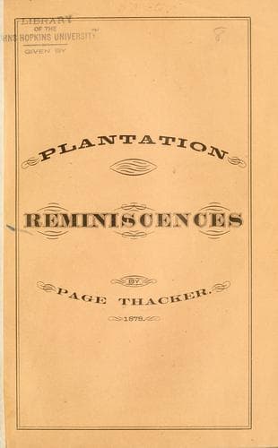 Plantation Reminiscences