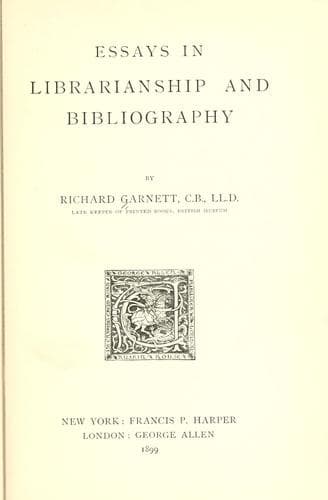 Essays in Librarianship and Bibliography