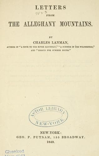Letters from the Alleghany Mountains