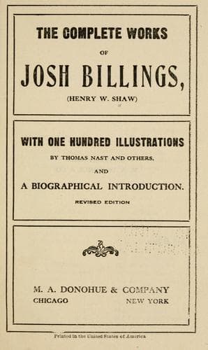 The Complete Works of Josh Billings