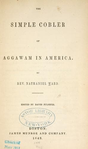 The Simple Cobler of Aggawam in America