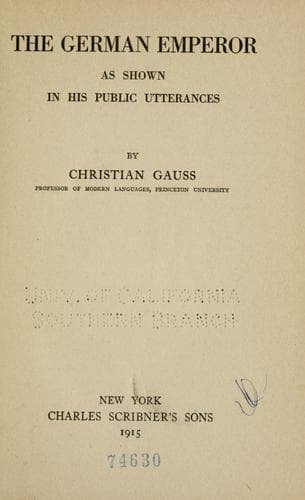 The German Emperor as Shown in His Public Utterances