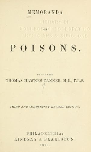 Memoranda on Poisons