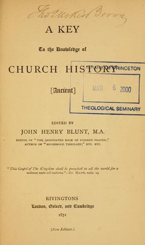 A Key to the Knowledge of Church History (Ancient)