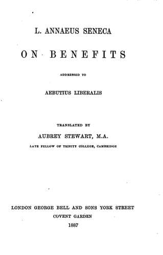 L. Annaeus Seneca on Benefits
