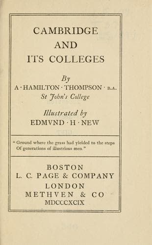 Cambridge and Its Colleges