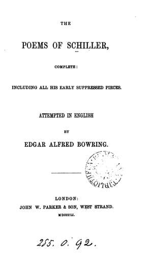 The Poems of Schiller — Suppressed poems