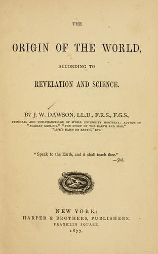 The Origin of the World According to Revelation and Science