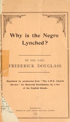 Why is the Negro Lynched?