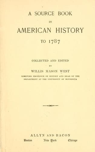 A Source Book in American History to 1787