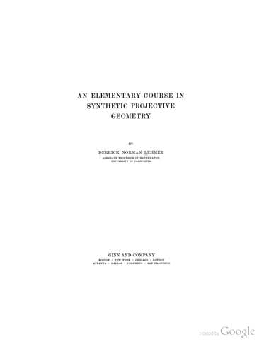 An Elementary Course in Synthetic Projective Geometry