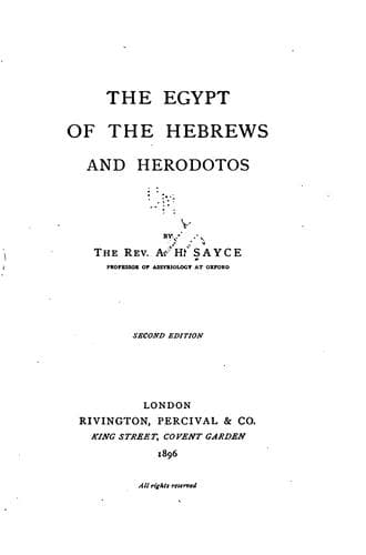 The Egypt of the Hebrews and Herodotos
