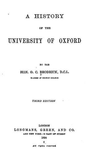 A history of the University of Oxford