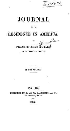 Journal of a Residence in America