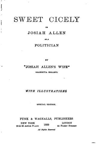 Sweet Cicely — or Josiah Allen as a Politician