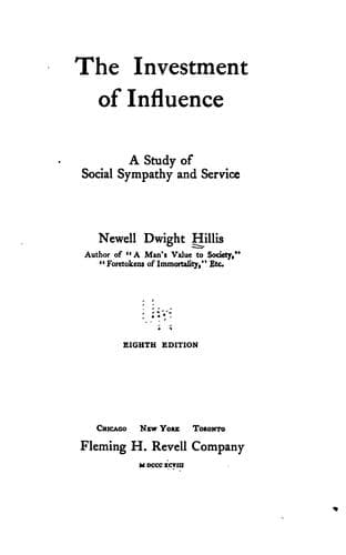 The Investment of Influence: A Study of Social Sympathy and Service