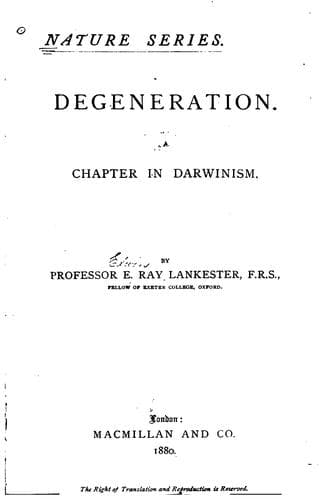 Degeneration: A Chapter in Darwinism