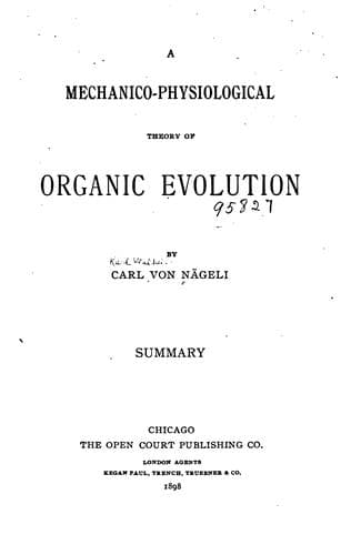 A Mechanico-Physiological Theory of Organic Evolution
