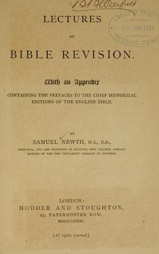 Lectures on Bible Revision