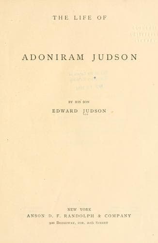 The life of Adoniram Judson