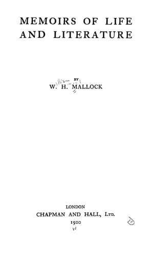 Memoirs of Life and Literature