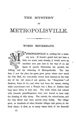 The Mystery of Metropolisville