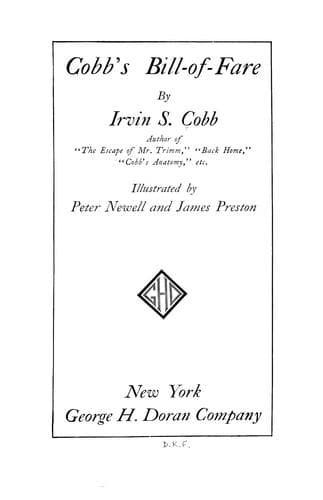 Cobb's Bill-of-Fare