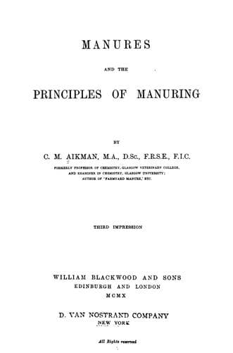 Manures and the principles of manuring