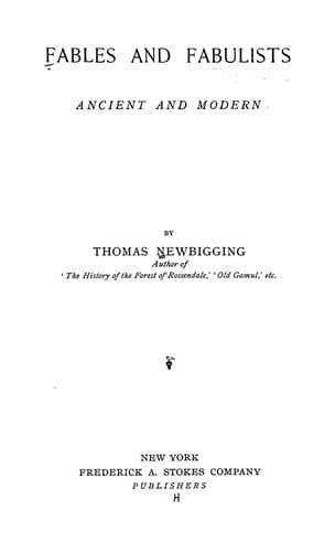 Fables and Fabulists: Ancient and Modern
