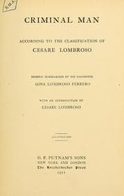 Criminal Man, According to the Classification of Cesare Lombroso