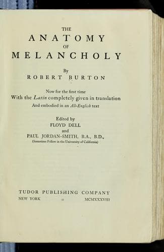 The Anatomy of Melancholy