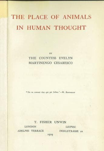 The Place of Animals in Human Thought